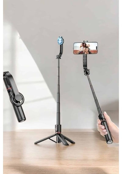 Kumandalı Bluetooth Tripod Telefon Tutucu Selfie Çubuğu 360 Dönebilen Mh-hs8791-9038