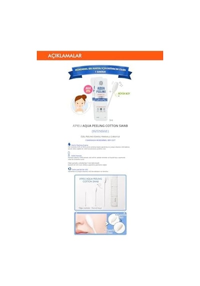 %100 Pamuk Peeling Çubuğu Yoğun Apıeu Aqua Peeling Swab Intensive