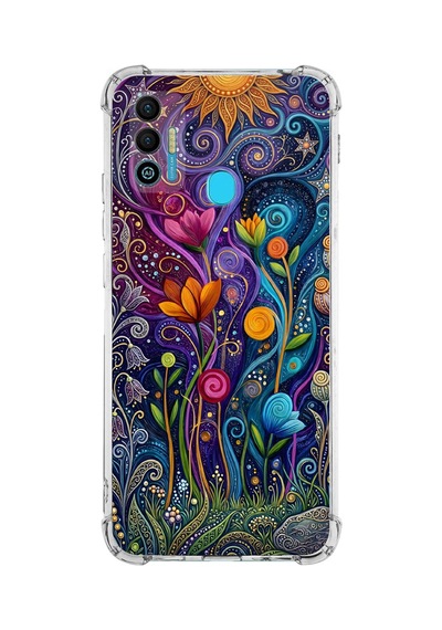 Printify Tecno Spark 7t İle Uyumlu Düşlerin Dansı Serisi Rüyalar Ötesi Tasarımlı Uv Baskılı Köşe Korumalı Antişok Kılıf Şeffaf
