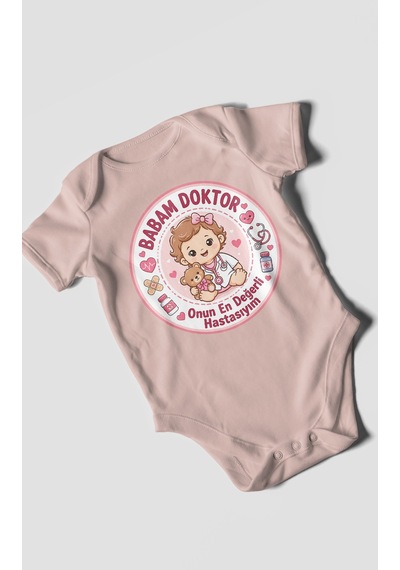 Morivokids Babaya Özel Kısa Kollu Bebek Body %100 Pamuk Zbn290-kk Pastel Pembe