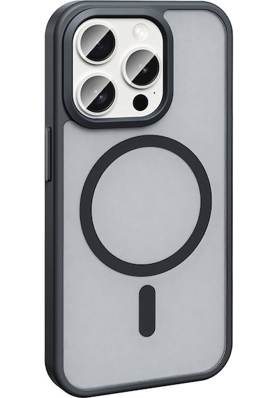 Rba Aksesuar Apple Uyumlu iPhone 15 Pro Max Kılıf M-safe Şarj Özellikli Mat Arka Yüzey Rba Sio Kapak - Siyah Siyah