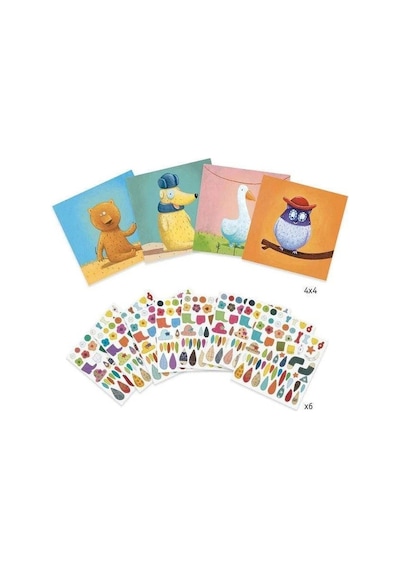 Djeco Yapıştırma Kartları / Create Animals
