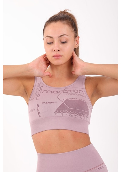 Maraton Active Slimfit Kadın Atlet Yaka Kolsuz Koşu Lila Bra 813065-Lila