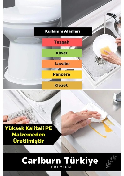 Premium Lavabo Küvet Pvc Su Geçirmez Sızdırmaz Dayanıklı Yağ Kenar Küf Önleyici 3.2m İzolasyon Bant