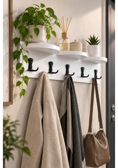 Sulorahome 5'li Duvar Askılığı Ve Raf Sistemi Beyaz 80 Cm