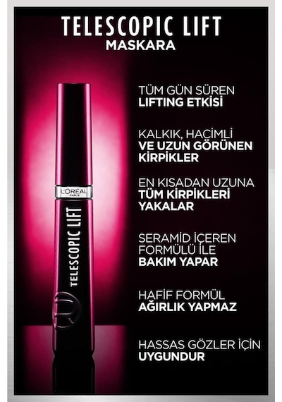 Telescopic Lift Extra Kirpiklerde Uzunluk Ve Hacim Etkili Siyah Maskara 9.9 Ml