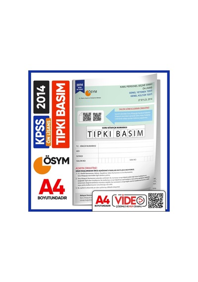 2014 Kpss Önlisans ÖSYM Çıkmış Soru Tıpkı Basım Kitapçığı Video/pdf Çözümlü Türkiye Geneli