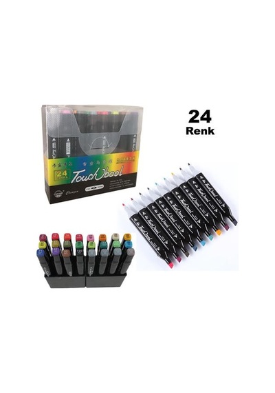 Touch Bool. Marker. 24 Lü. Mimari Çizim Kalemi. Çift Uçlu. Board.