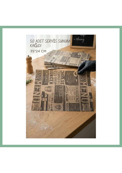 Bşkvirgo Vintage Tasarım Servis Sunum Kağıdı & Yağlı Kağıt Seti 35x24 Cm Bsk2026 Çok Renkli