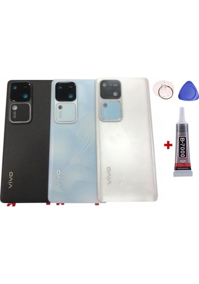 Vivo V30 Siyah Arka Kapak Batarya Kapağı Pil Kapağı Yapışkan Ve Sökme Aparatıyla Beraber Full Set Siyah