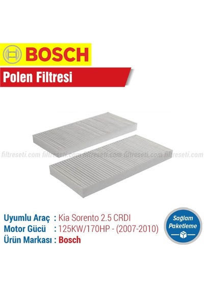 Kia Sorento 2.5 Crdı Bosch Polen Filtresi (2007-2010) 170hp Kia Sorento 2.5 Crdı Bosch Polen Filtresi (2007-2010) 170hp