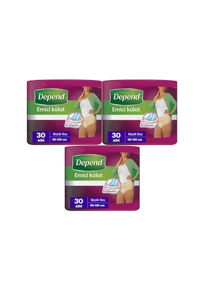 Depend Emici Külot Kadın Hasta Bezi Büyük Boy 3 x 30'Lu