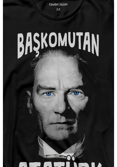 Başkomutan Atatürk Mavi Gözlü Gazi Reis Baş Komutan Uzun Kollu Tişört Baskılı T-shirt 001