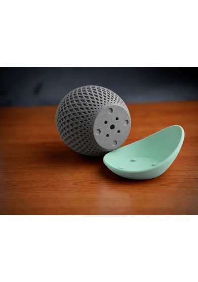 3d Baskı Küre Saksı - Kafes Dokulu İki Parçalı Dekoratif Saksı - Gri-mint Çok Renkli
