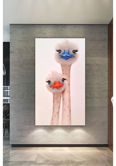 Devekuşu Deve Kuşu Hayvanlar Alemi Dekoratif Kanvas Tablo 80 x 160