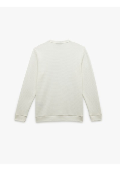 Koton Pamuklu Uzun Kollu Dokulu Basic Bisiklet Yaka Sweatshirt Ekru 6wam70089mk Ekru
