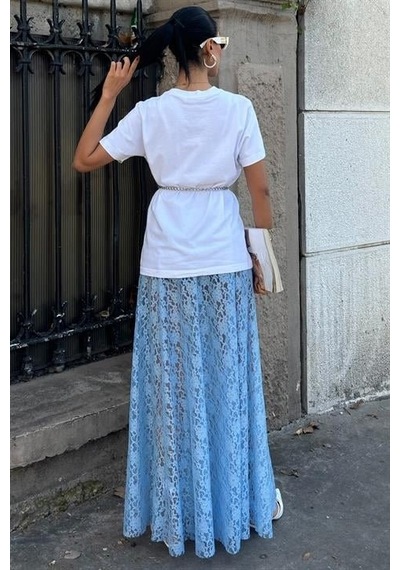 Dogutrend Maxi Dantel Etek 4047 Mavi