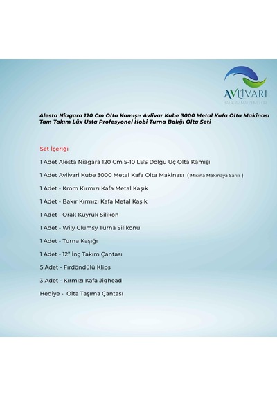 Alesta Niagara 120 Cm Olta Kamışı- Avlivar Kube 3000 Metal Kafa Olta Makinası Tam Takım Lüx Usta Profesyonel Hobi Turna Balığı Olta Seti-8932