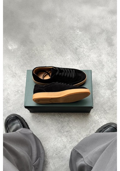 Flaw Süet Bağcıklı Sneaker Siyah-28318 Siyah