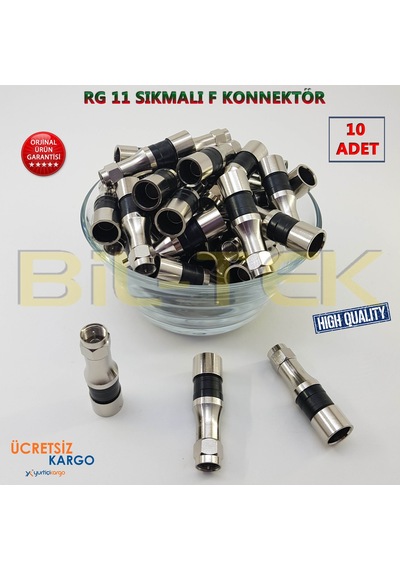 Rg 11 Sıkmalı F Konnektör 10 Adet