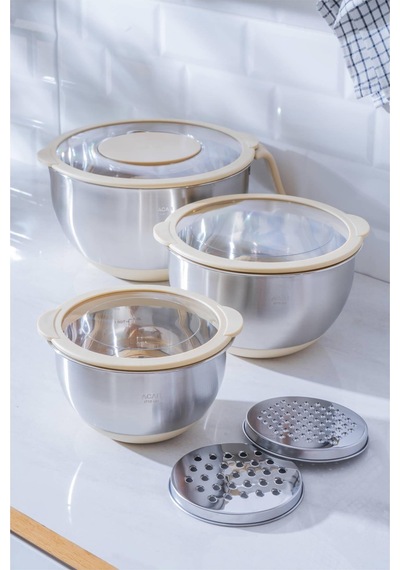 Acar Rwa-08121 Focus Pro Karıştırma Kabı Seti 16-20-24 Cm Açık Gri