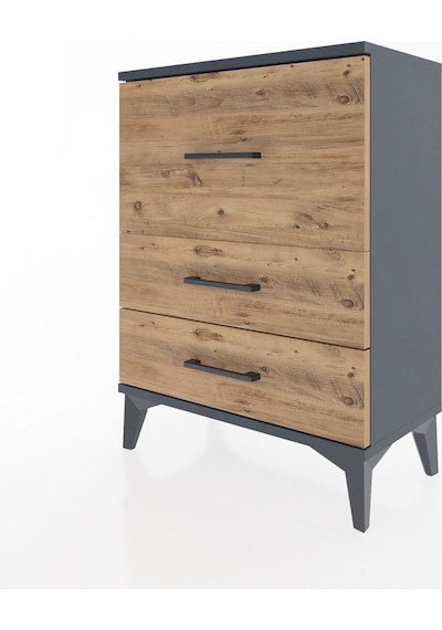 Arges Komodin 3 Çekmeceli 60x30x80 Antrasit-çam Antrasit
