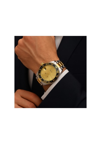 Çelik Rolex Model Kasa Çevirmeli Detaylı Takvimli Erkek Kol Saati Yeşil - 644909322 Sarı