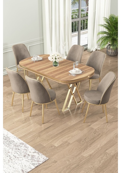 Canisa Lai Serisi 90x168 Lak Panel Hazar Gold Ayak Masa Takımı 6 Cappucino Sandalye Hazar Masa Cappucino Sandalye Ayaklar Gold Canisa Lai Serisi 90x168 Lak Panel Hazar Gold Ayak Masa Takımı 6 Cappucino Sandalye Hazar Masa Cappucino Sandalye Ayaklar Gold