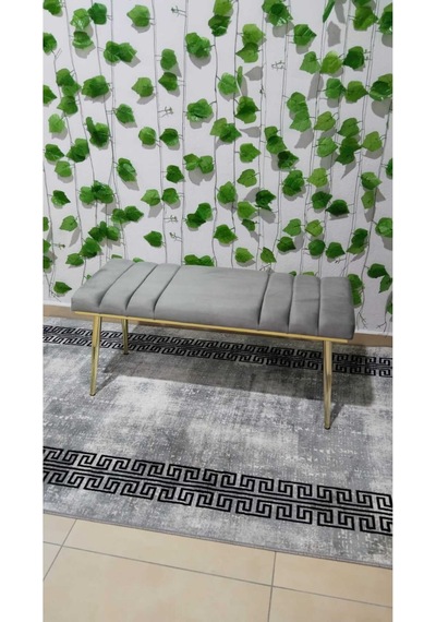 Özcan Metal Gold Metal Ayaklı Metal Kasalı Bench Mutfak Salon Antre Yatak Odası Balkon Puf Bank Antrasit