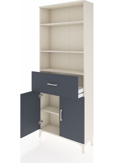 Arges Dolap 4 Raflı Tek Çekmeceli 2 Kapaklı 88x30x221 Aytaşı-antrasit Aytası