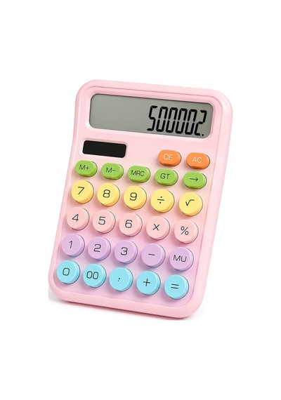 Lcd Ekran Hesap Makinesi 12 Haneli Hesap Makinesi Pastel Pembe