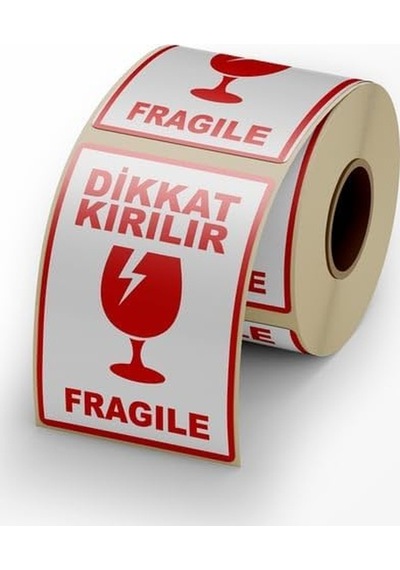 Dikkat Kırılır - Fragile Yapışkanlı Etiket 10 Cm X 15 Cm - 100 Adet Genel