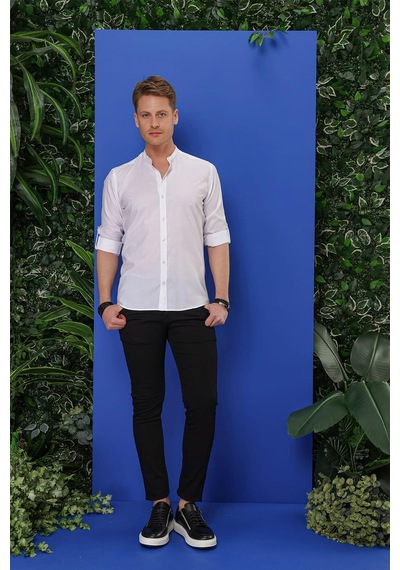 Efor G 1530 Slim Fit Beyaz Spor Gömlek Beyaz