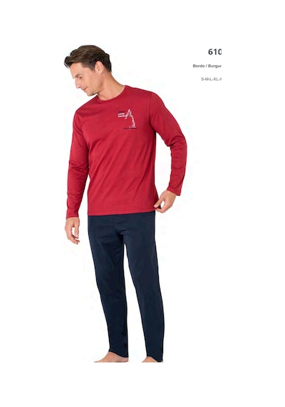 Pierre Cardin 6103 Erkek Uzun Kollu Bisiklet Yaka Pijama Takımı-bordo Bordo