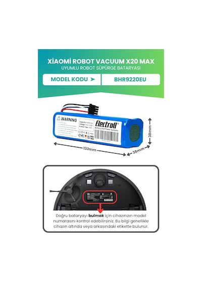 Xiaomi Robot Vacuum X20 Max Batarya 6400mah Pil Robot Süpürge Bataryası Bhr9220eu