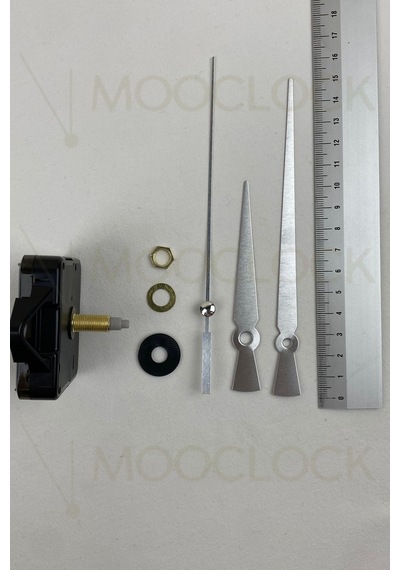 Saat Makinesi, Akar Sessiz Duvar Saati Mekanizması, 22 Mm Şaft, Akrep-yelkovan-saniye- Askılı Gümüş/silver