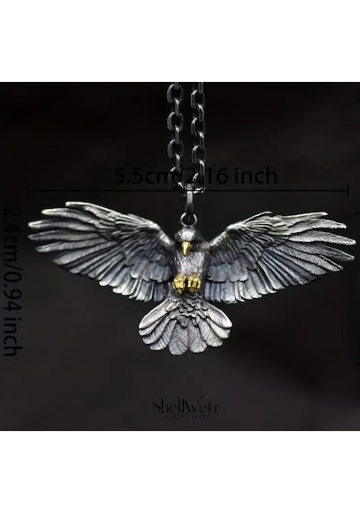 Eagle Spirit 925 Ayar Gümüş Zincir Kartal Unisex Kolye Gümüş