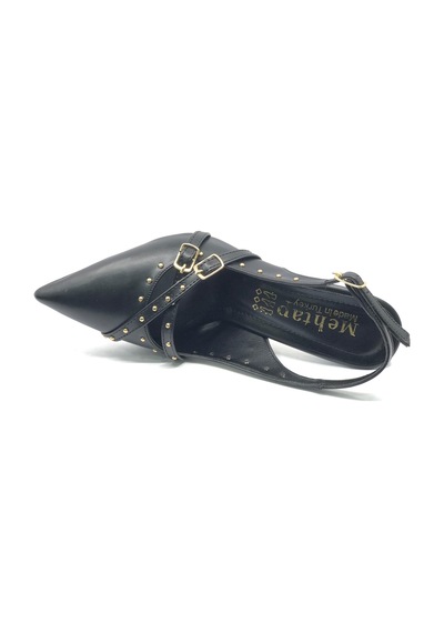 Mehtap Toka Detaylı Arkası Açık Stiletto Kadın Topuklu Ayakkabı siyah