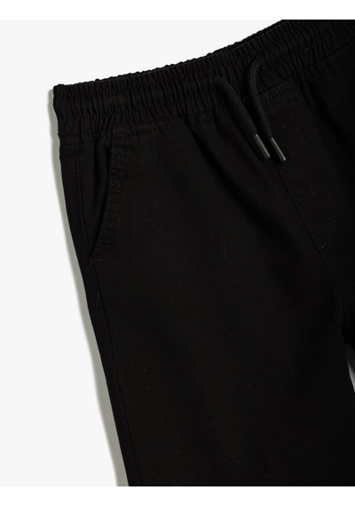 Koton Jogger Okul Pantolonu Beli Bağlamalı Pamuklu Cepli Siyah 5wkb40006tw Siyah