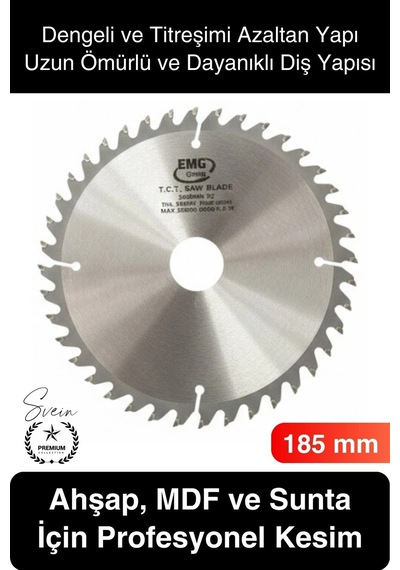 Testere 185 Mm 40 Diş Ahşap Kesim Daire Testere Diski Mdf Ve Sunta İçin Profesyonel Hassas 40t