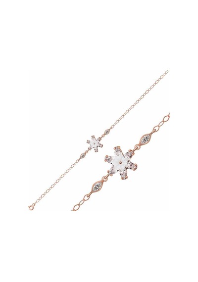 Gümüş Rose Beyaz Lotus Çiçeği Bileklik Gümüş Gümüş