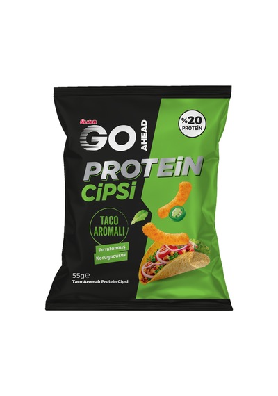 Go Ahead Protein Cipsi - Taco Aromalı - %20 Protein - 55 Gram - 12 Adet