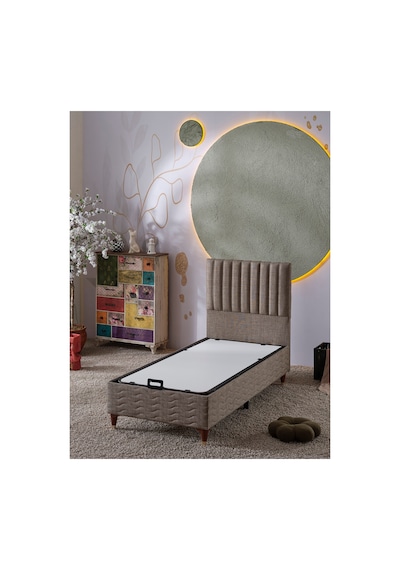 Beehanem Ezgi Premium Başlık + Baza + Yatak Seti 100x200 Geniş Tek Kişilik Kahverengi Modern 3'lü 100 x 200