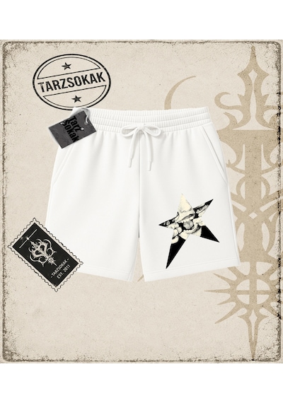 Tarzsokak Gotik & Grunge Streetwear Retro Star Grıl Unisex Şort Beyaz