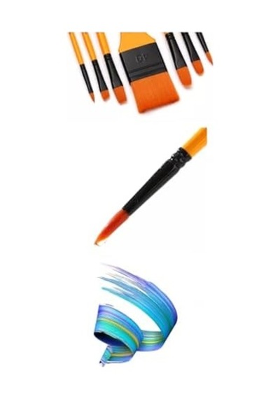 Turuncu Resim Seti Sanatçı Fırça Yağlı Akrilik Suluboya Fırça Set 7 Parça