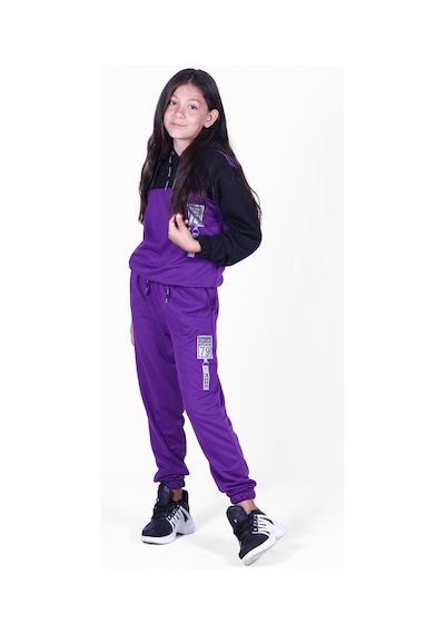 Panios Kids Kız Çocuk Fileli Baskılı Eşofman Takımı Mor