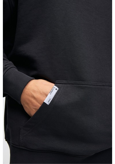 Grimelange CLAY Erkek %100 Pamuk Kapüşonlu Çıtçıtlı Baskılı Cebi Süs Etiketli Antrasit Sweatshirt