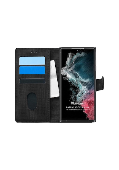 Microsonic Samsung Galaxy Uyumlu S22 Ultra Kılıf Fabric Book Wallet