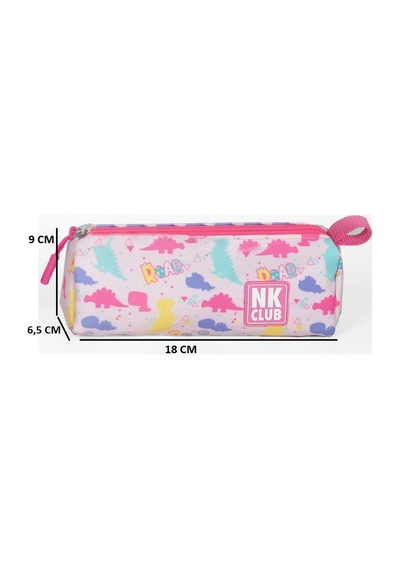 Çok Renkli Tek Bölmeli Desenli Kalemlik Kalem Çantası Pembe Pembe