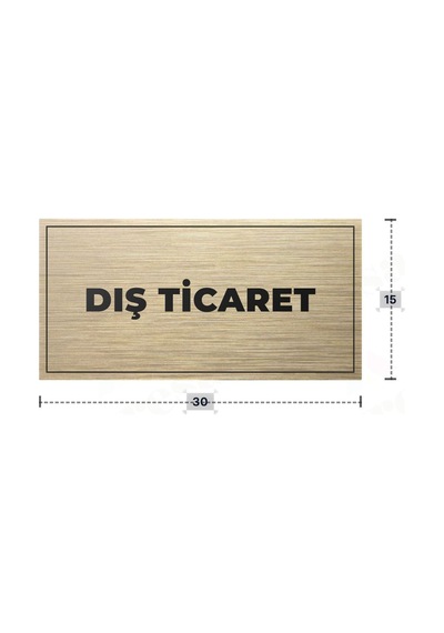 Dış Tıcaret Yazılı - Metal - Gold Renk - Kapı İsimliği - 30x15 Cm